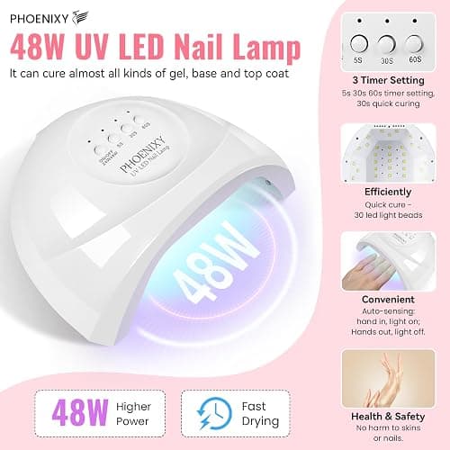 PHOENIXY 51 PCS Gel Nail Polish Kit with U V Light, 35 Colors Gel Polish with 5 Pcs Base Top Coat Manicure Starter Nail Polish Set Gifts for Women ST9012 thumbnail 3