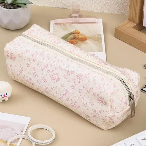 OZAOZ Cute Pencil Case Aesthetic Student Pencil Pouch Coin Pen Pouch Cosmetic Bag Office Stationery Organizer For Kids Teen School (Z-Pink flower) thumbnail 2