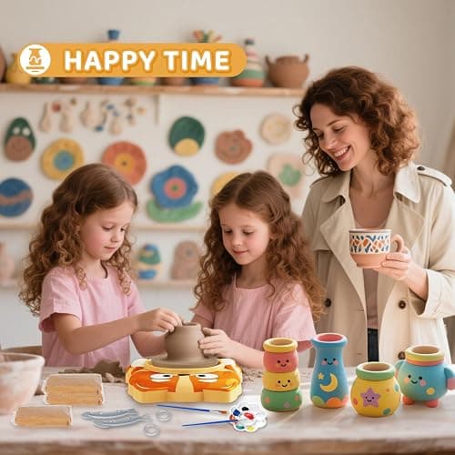Pottery Wheel for Kids, Complete Pottery Kit for Beginners, Arts and Crafts for Kids Ages 8-12, with Air Dry Clay Painting Kit Sculpting Tools, Birthday Gift for Boys Girls 6 7 8 9 10 11 12 (Dog) thumbnail 4