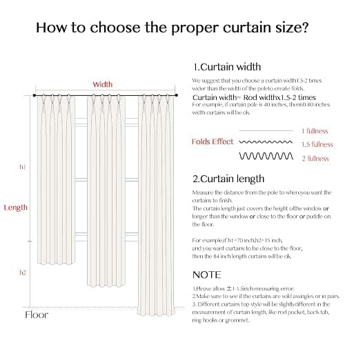 Liz Sheer Pinch Pleated Linen Curtains 90 Inches Long - Light Filtering Pleat Curtains for Living Room,Window Curtains for Bedroom, Luxury Pinch Pleated Drapes with Hooks, Natural, 2 Panels Set thumbnail 2