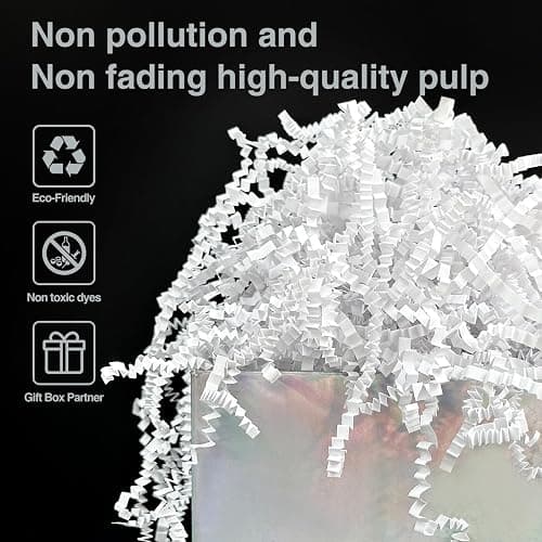 Corlcol 200g (7oz) crinkle paper filler grass Cushion Paper Streamer for Gift Box and Basket On Christmas Wedding Birthday(White) thumbnail 3