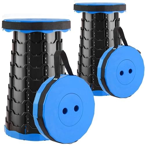 Doseno Upgraded Foldable Stool Thickened Set of 2, Portable Collapsible Stool Retractable Stool, Foldable Portable Collapsible Chair for Fishing, Hiking Tours, BBQ, Parties, Outdoor Activities (Blue) - Image 1