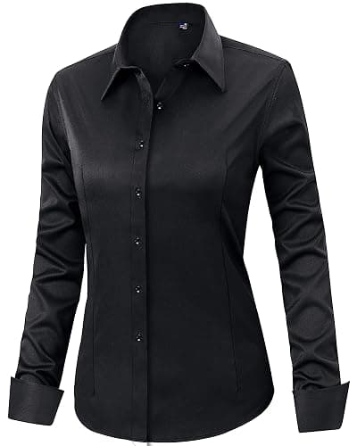 J.VER Womens Dress Shirts Long Sleeve Button Down Shirt Wrinkle-Free Business Casual Blouse Office Work Tops thumbnail 3