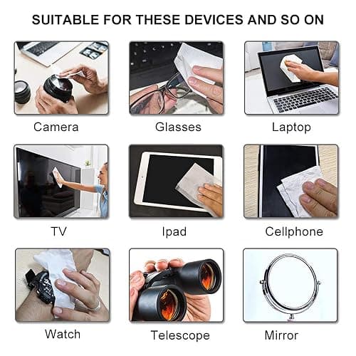 Pre-Moistened Lens Wipes ALIBEISS Screen Wipes for Glasses, Camera,Tablets, Smartphone, Screens and Other Delicate Surfaces,Pack of 100 thumbnail 3