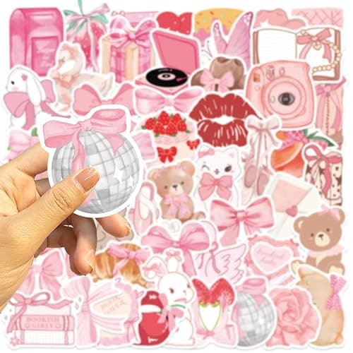 100PCS Pink Coquette Stickers Pack, Aesthetic Cute Bow Tie Girly Stickers for Women Girls Teens, Waterproof Vinyl Bear Drink Decals for Laptop Water Bottles Computer Phone Guitar Journals thumbnail 5