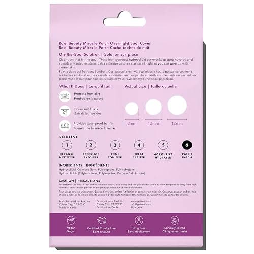 Rael Pimple Patches - Miracle Overnight Spot Cover, Thicker & Extra Adhesion, Hydrocolloid Acne Pimple Patch for Face, Zits & Blemishes, Korean Skin Care, 3 Sizes (104 Count) thumbnail 9