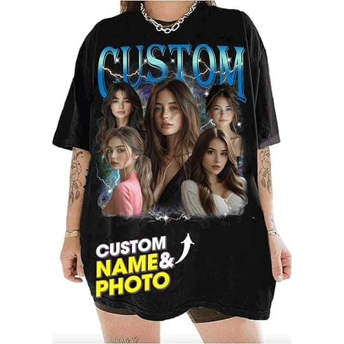 NAZENTI Custom Bootleg Rap Tee, Custom T-Shirts with Picture, Retro Custom Bootleg, Valentine's Gifts for Him Her - Image 1