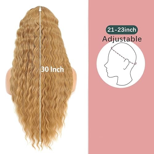 INSTASTYLE Honey Blonde Wig 30 Inch Synthetic Wig Loose Deep Wave Lace Front Curly Wigs for Women Long Wigs for Women Natural Crimps Curls (Honey Blonde) thumbnail 5