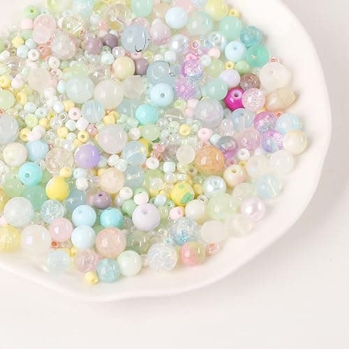 ToBeIT 300g Assorted Glass Beads Cracked Bead Spacer Seed Beads Set Multiple Sizes Glass Bead Craft Beading Bulk for Jewelry Making DIY Craft Bracelets Necklace Key Chains thumbnail 4