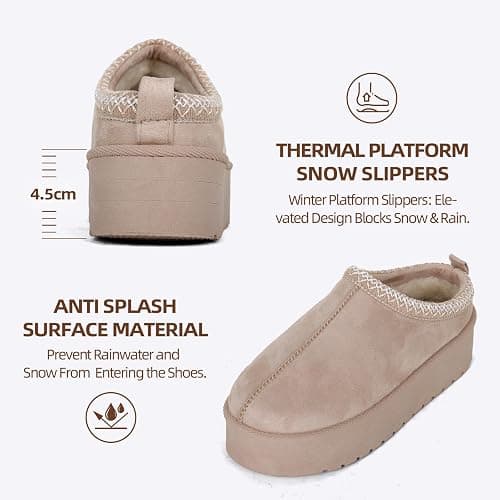 LUNATECH Womens Slippers Warm Winter Slippers Mules Platform Fluffy Slippers Fur Slipper Outdoor Thermal House Shoes For Ladies thumbnail 3