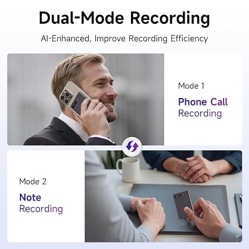 Mugukue AI Voice Recorder, 64GB Audio Note Recorder – 73H Battery, USB-C Fast Charge, Magnetic Clip, 118-Language Transcription, AI Noise Cancellation, App Control, for Lectures, Meetings, Calls- Gray thumbnail 2