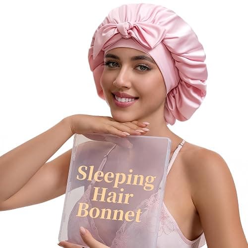 Silk Satin Bonnet Hair Wrap for Sleeping Women, Adjustable Tie Band Double Layer Sleep Night Head Cover for Curly Braid Fine - Image 1