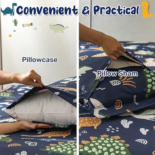 HollyHOME 5 Pieces Teens Bed in A Bag Comforter Set Dinosaur Pattern Bedding Set for Boys, Blue, Twin thumbnail 7
