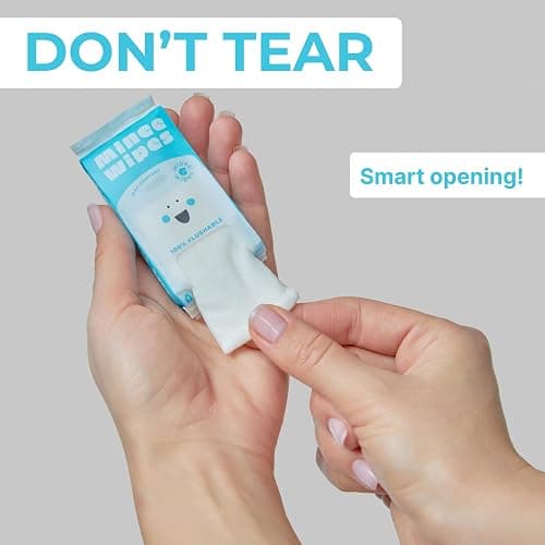 Impossibly Compact Travel Flushable Wipes - 99.5% Water and Aloe - Safe for Sensitive Skin, Hypoallergenic & Unscented - Travel Essentials for Adults, Kids & Baby Care - 8 Pack Total 48 Wipes thumbnail 7