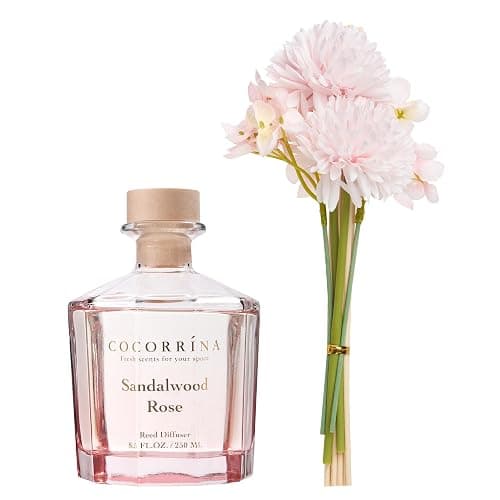 COCORRÍNA Reed Diffuser - Sandalwood Rose 8.5 Fl.oz Flower Reed Diffuser Set with 8 Sticks, Home Fragrance Reed Diffuser for Home Bedroom Office Bathroom Shelf Decor (Master Collection) thumbnail 5