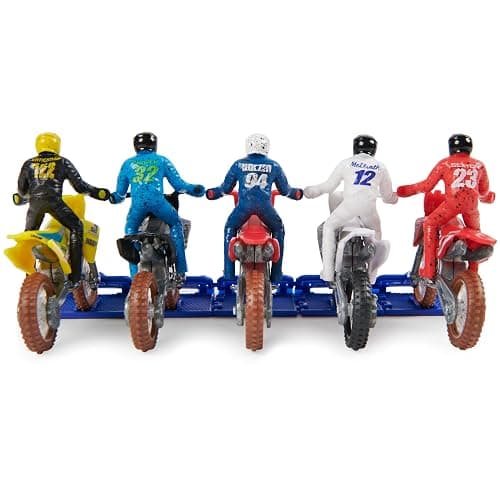 Supercross, Authentic 5-Pack of 1:24 Scale Die-Cast Motorcycles with Rider Figure, Toy Moto Bike for Kids and Collectors Ages 3 and up thumbnail 9
