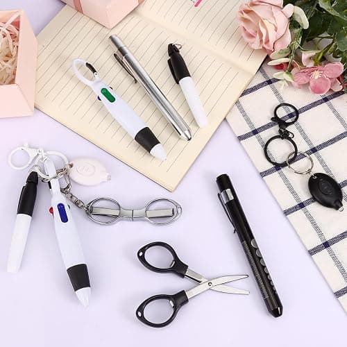 12 pcs Nurse Pen Set Two Colors Black Silver Include Permanent Marker Pen Pen Lights for Nurses Retractable Ballpoint Pen Nursing Keychain Clip Foldable Scissors LED Flashlight Keychain for Nurses thumbnail 2