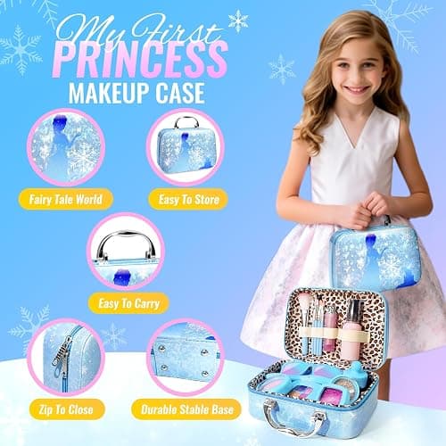 INNOCHEER Pretend Makeup for Toddlers, Fake Play Makeup for Little Girls, Frozen Toy Makeup Set for Girls, Birthday Christmas Princess Gifts Toddler Girl Toys Age 3 4 5 6 7 8 (Not Real Makeup) thumbnail 4