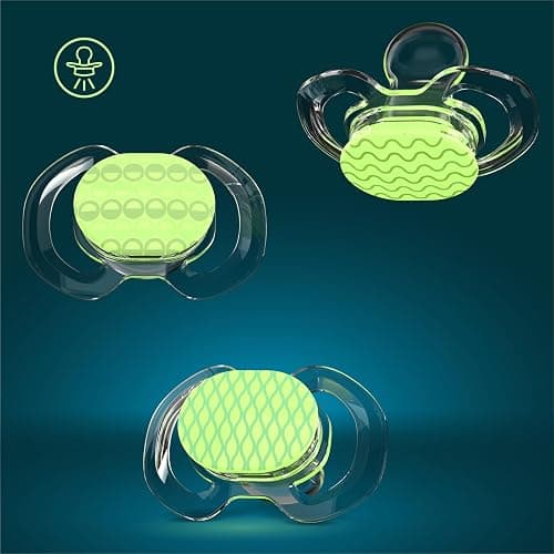 Smilo Baby Pacifier with Orthodontic Design for Healthy Dental Development - Stage 2 for Babies 3-9 Months - Pack of 3X 100% Silicone Pacifiers BPA Free - Glow-in-The-Dark thumbnail 2