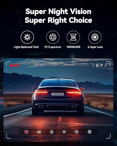 REDTIGER Dash Cam Front Rear, 4K/2.5K Full HD Dash Camera for Cars, Included 32GB Card, Built-in Wi-Fi GPS, 3.16” IPS Screen, Night Vision, 170°Wide Angle, WDR, 24H Parking Mode(F7NP) thumbnail 5