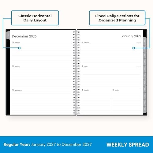 Blue Sky 2027 Weekly & Monthly Planner Calendar, 8.5"x11", Enterprise | January 2027 - December 2027, Flexible Cover, Durable Twin Wire Binding, Laminated Tabs, Storage Pocket thumbnail 3