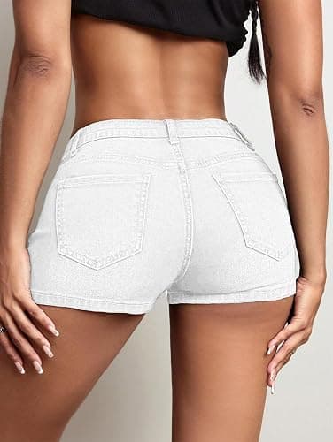 ELLEVEN High Stretchy Low Rise Jean Shorts for Women, Y2K Mini Denim Shorts Sexy Summer thumbnail 2