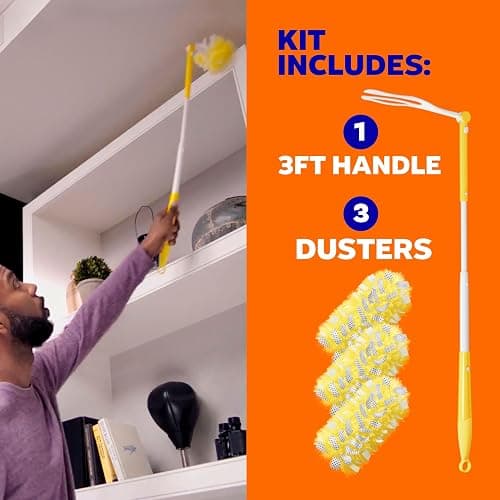 Swiffer Duster Kit with 3 ft Extendable Handle, Heavy Duty Dusting Starter Kit with 3 Refills, for Ceiling Fans, Vents and Hard to Reach Places thumbnail 10