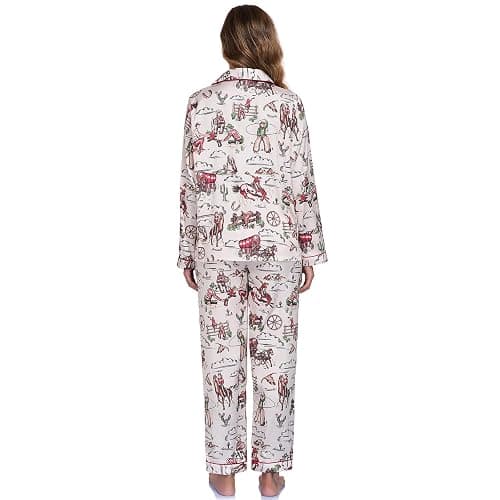 RONGTAI Womens Pajama Sets Button Down Long Sleeve Lapel Shirt with Pocket Matching Pj Pants Two Piece Loungewear Set thumbnail 2
