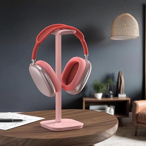 MANMUVIMO Headphone Stand, Desktop Headset Holder Desk Earphone Stand Aluminum Headset Hanger Headphone Rack Stand to Hold Earphones Such as Airpods Max, Sony, Beats, Bose, Razer, HyperX(Pink) thumbnail 7