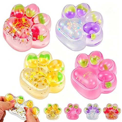 4 PCS Cat Paw Squishies Fidget Toys, Big Squishies Cat Paw, Stress Relief | Squeeze Toy for Stress Relief and Relax, Sticky Squishies Fidget Toys for Party Favors Novelty Things Birthday Gift - Image 1