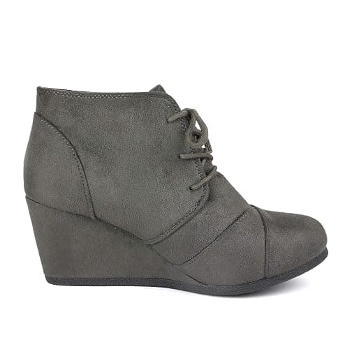 DREAM PAIRS Women's Wedge Boots Casual Fashion Lace Up Low Heel Ankle Booties Shoes thumbnail 3