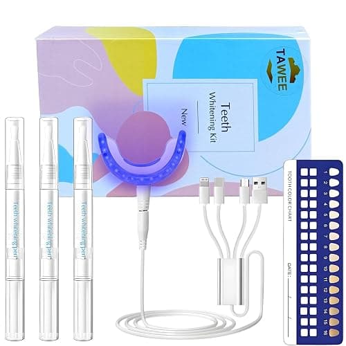 TAWEE Teeth Whitening Kit Safe for Sensitive Teeth & Enamel Wired Tooth whitening Accelerator Light with 16 Blue LED Birthday Gifts for Women Men Gum Health - Image 1