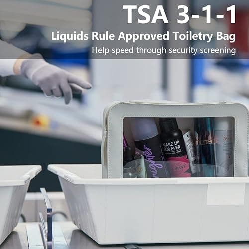 LETGO Clear Makeup Bags, TSA Approved Toiletry Bag with Zipper, Clear Makeup Organizer Fit Carry-on Travel Essentials,Clear Cosmetic Bags for Women Men (C-Beige) thumbnail 3