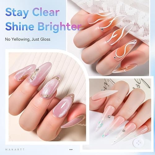 Makartt No Wipe Base and Top Coat Kit 2pcs 10ml Soak Off Nail Gel Base Top Coat Polish Manicure Pedicure Set thumbnail 4