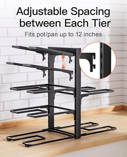 ORDORA Pots and Pans Organizer Rack for Cabinet, 15.83" Height 8-Tier Heavy Duty 120LBS Pot Pan Organizer under Cabinet Adjustable for Dutch Oven, Cast-iron Pan, Heavy Skillets Griddles, Shallow Pot thumbnail 7