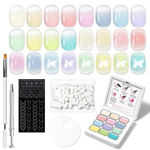SUPWEE Patting Gel Polish Kit 12 Colors Pastel Ombre Gel Polish for Nails | Patting Gels Long-lasting, No-wipe Soak of UV Pat Gels Polishs Palette Easily Create Unique Nails Art Home DIY - Image 1