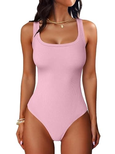 ANRABESS Bodysuits for Women Summer Ribbed Knit Scoop Neck Sleeveless Sexy Slim Fitted Tank Tops 2026 Teen Girls Body Suits - Image 1