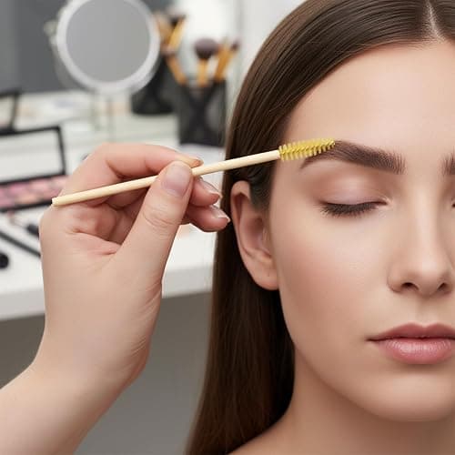 100 Pcs Disposable Mascara Wands, Premium Bamboo Spooly Brushes | for Eyelash Extensions, Professional Makeup Kits Lash Extension Tool, Gentle Eyelash Eyebrow Applicator Sticks (Yellow) thumbnail 7