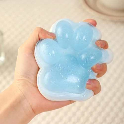 Handmade Cat Paw Taba Squishy Toys,Anxiety and Relaxation Perfect Desk Accessory for Stress Relief Toys (Blue Transparent) thumbnail 5