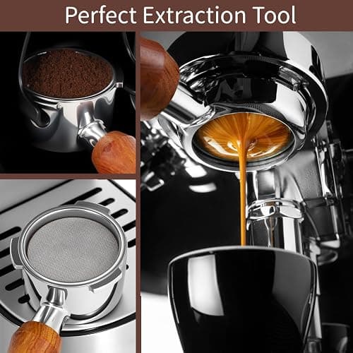 51mm Bottomless Portafilter for CM5418, 3 Ears Portafilter with 51mm Puck Screen Compatible for CASABREWS Espresso Machine CM5418, 3700Essential and 5418Pro, Stainless Steel Filter Holder and Filter thumbnail 8