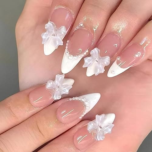 6 Packs (144 Pcs) | Reusable Press on Nails | Stick on Nails 12 Sizes-6 Styles | Cute Bow Nails thumbnail 2