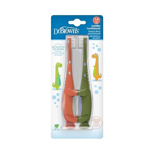 Dr. Brown's Baby and Toddler Toothbrush, Green and Orange Dinosaur 2-Pack, 1-4 Years thumbnail 14