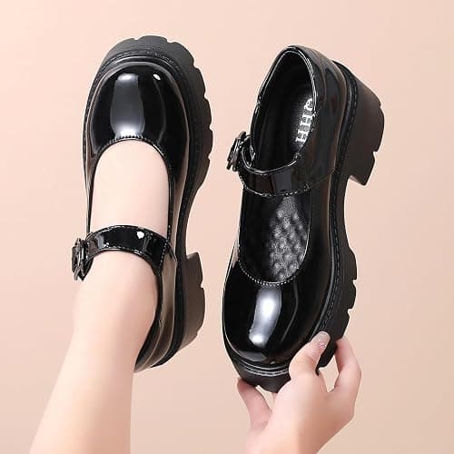 QHH Mary Jane Shoes Women Platform Mary Janes for Women Round Toe Chunky Heels Women's Pumps Fashion Classic Comfortable Dressy Business Casual Shoes Dress Shoes thumbnail 4