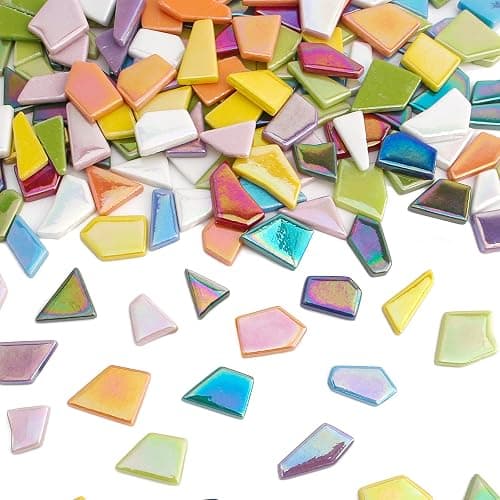 Youway Style Iridescent Glass Mosaic Tiles for Crafts Bulk,200g Broken Mosaic Glass Pieces for DIY Home Garden Art Projects, Handmade Crafts & Decor thumbnail 8