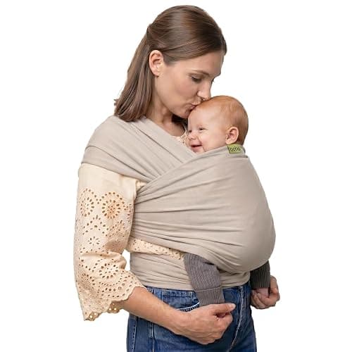 Boba Baby Wrap Carrier – Original Baby Sling Carrier for Newborns (7–35 lbs), Soft, Secure, Hands-Free & Ergonomic, Ideal for Comfortable Bonding, New Parents (Beige) - Image 1
