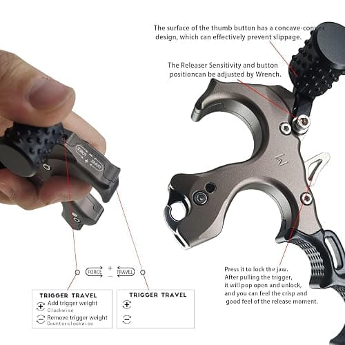 xxiaojun Compound Bow Aid Releaser with Wrist Straps and Adjustment Tool,Archery Release Aids with 3 OR 4 Thumb Release Adjustable,Aluminum Alloy Aids.Non-Slip Design with Circle Points. thumbnail 6