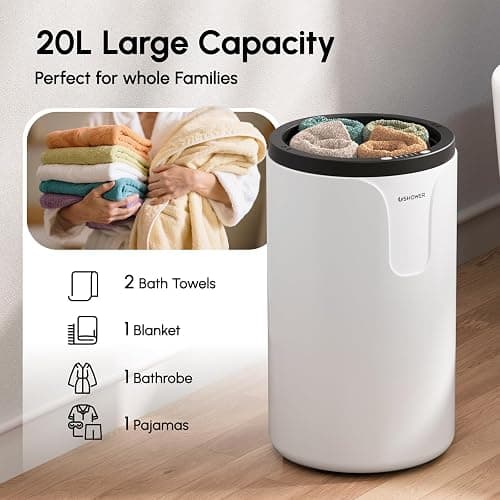 USHOWER Towel Warmers for Bathroom, 20L Large Towel Warmer Bucket for Spa & Massage, Auto Shut-Off Towel Heater Fits Two 40"x70" Oversized Towels, Blankets, Bathrobes, PJ's thumbnail 4