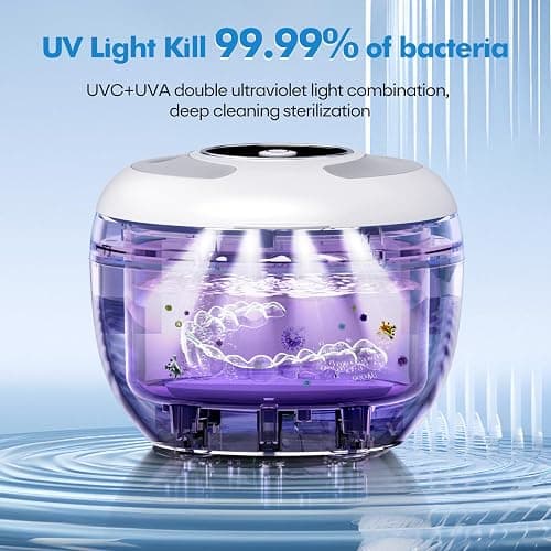 Upgraded Ultrasonic Retainer Cleaner Machine, 45kHz Ultrasonic Dentures Cleaner for Night Guards, Braces, Aligner, Toothbrush, Jewelry and More, 200ML Capacity, White thumbnail 2