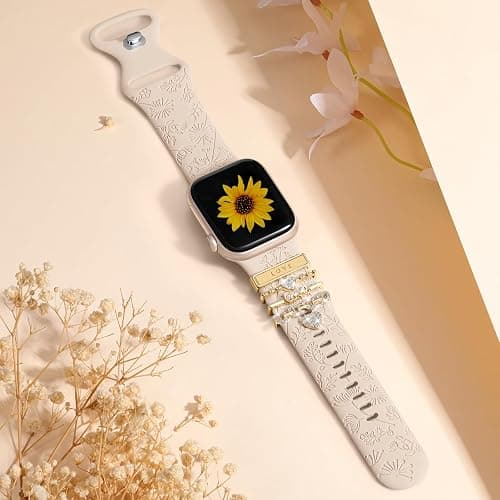 DGege 5pcs Charm Bands Compatible with Apple Watch Bands for Women 40mm 38mm 41mm 44mm 42mm 45mm 46mm 49mm,Soft Silicone Decorative Ring Loops Strap for iWatch Series 11/10 9 8 7 6 5 4 3 2 1 SE/Ulta thumbnail 6