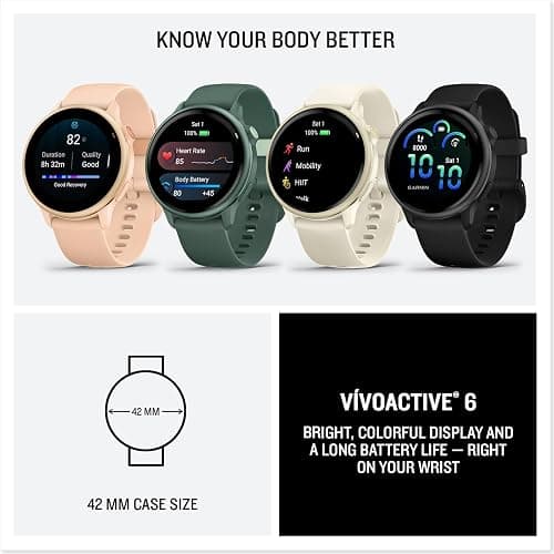 Garmin vívoactive® 6, Health and Fitness GPS Smartwatch, AMOLED Display, Up to 11 Days of Battery, Lunar Gold with Bone Band thumbnail 9